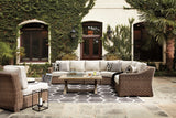 Beachcroft Beige 3-Piece Outdoor Sectional with Coffee Table and 2 End Tables