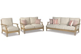 Clare View Beige Outdoor Sofa, Loveseat and Lounge Chair