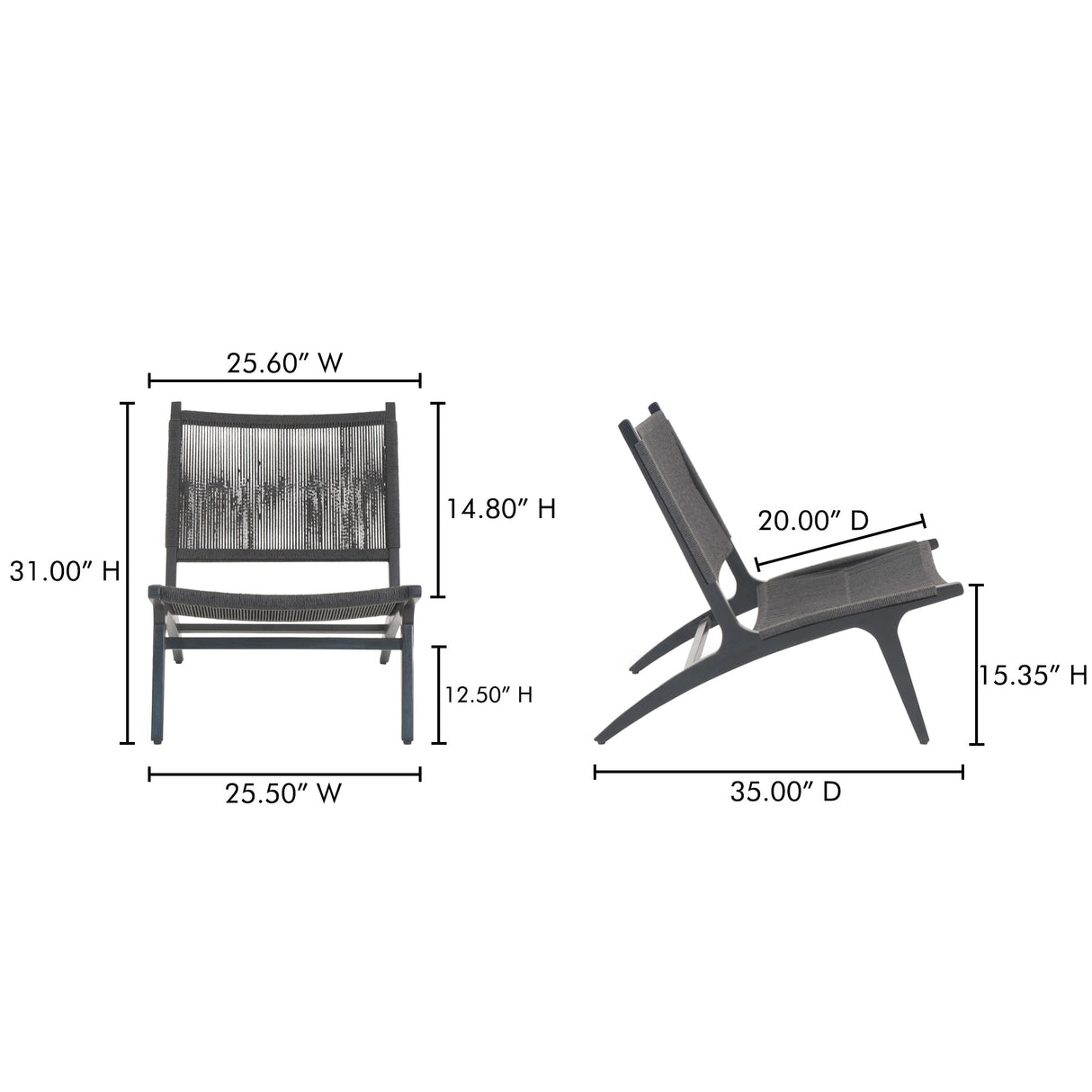 Palma Black Outdoor Lounge Chair by Moe's Home at Eve Furniture