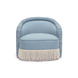 Pamela Faded Blue Upcycled Fabric Tassel Lounge Chair by TOV Furniture at Eve Furniture