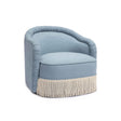 Pamela Faded Blue Upcycled Fabric Tassel Lounge Chair by TOV Furniture at Eve Furniture