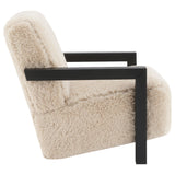 Paquet Latte Faux Fur Solid Wood Arm Chair by Coaster at Eve Furniture