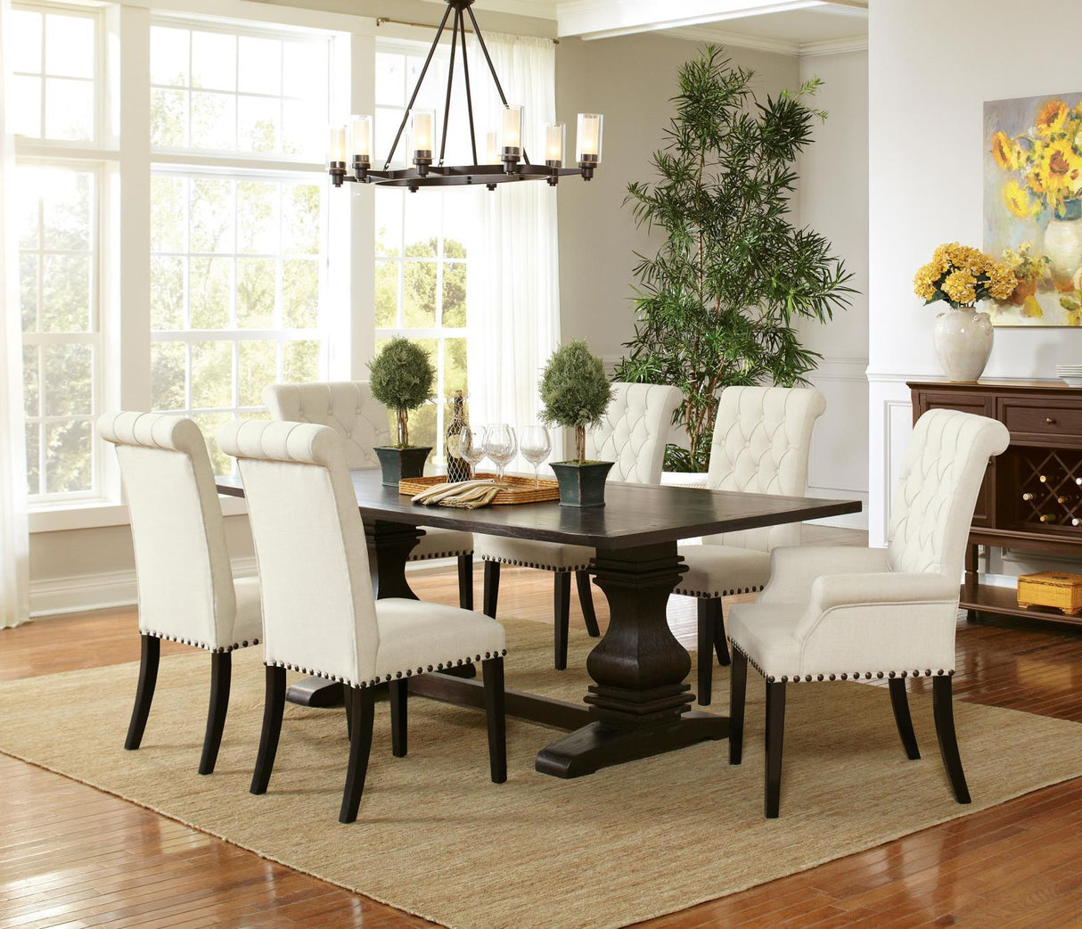 Parkins Espresso/White 7-Piece Traditional Rustic Dining Set by Coaster at Eve Furniture