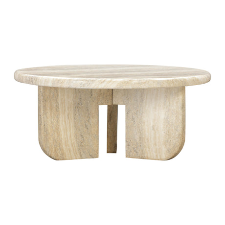 Patrizia Faux Travertine Concrete Indoor / Outdoor Round Coffee Table by TOV Furniture at Eve Furniture