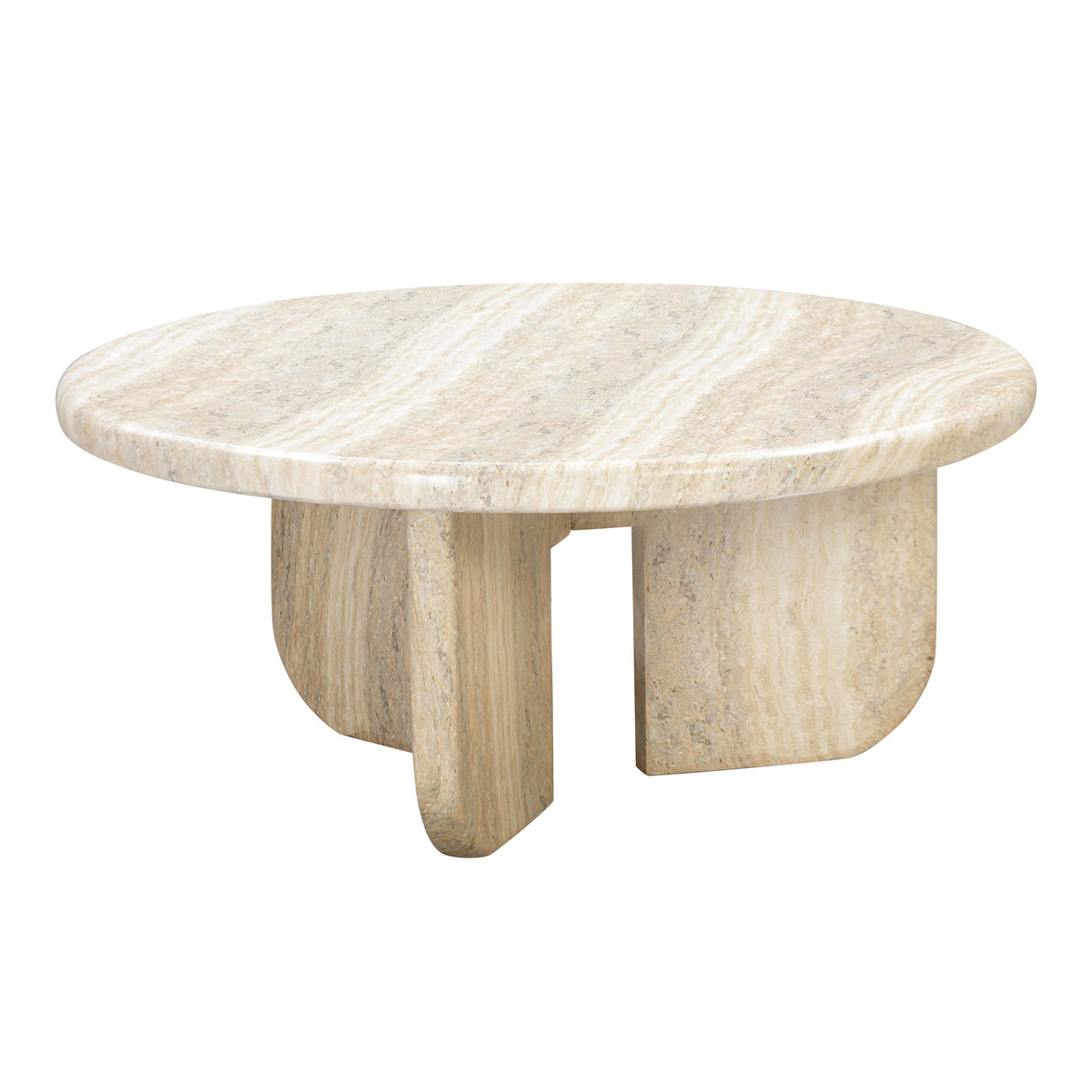 Patrizia Faux Travertine Concrete Indoor / Outdoor Round Coffee Table by TOV Furniture at Eve Furniture