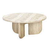 Patrizia Faux Travertine Concrete Indoor / Outdoor Round Coffee Table by TOV Furniture at Eve Furniture