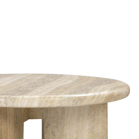 Patrizia Faux Travertine Concrete Indoor / Outdoor Round Coffee Table by TOV Furniture at Eve Furniture