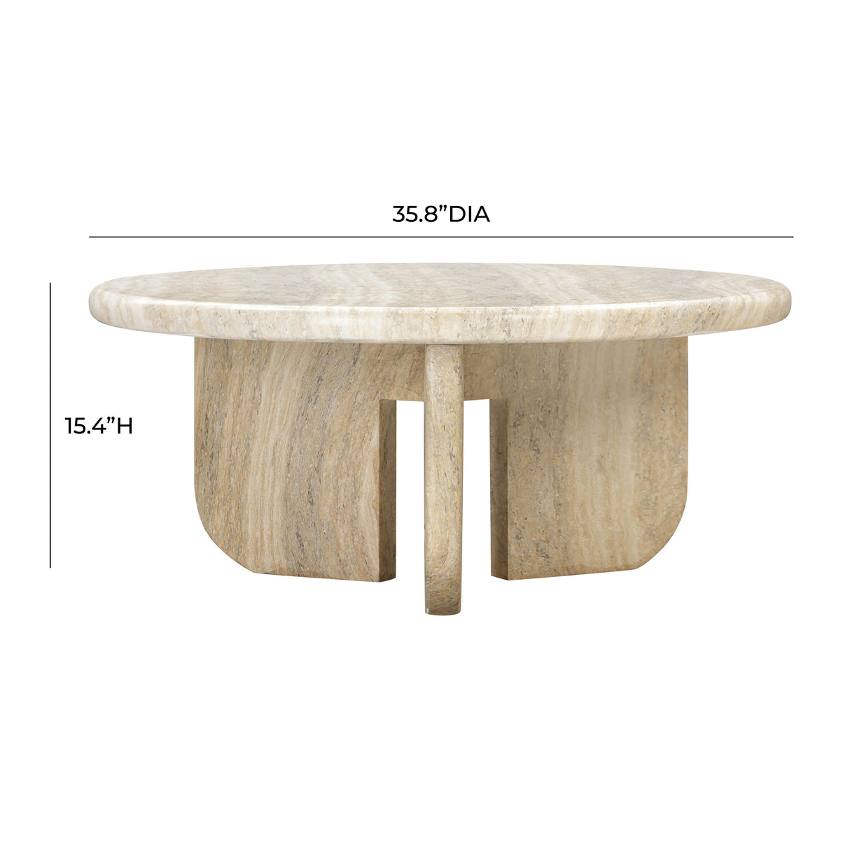 Patrizia Faux Travertine Concrete Indoor / Outdoor Round Coffee Table by TOV Furniture at Eve Furniture