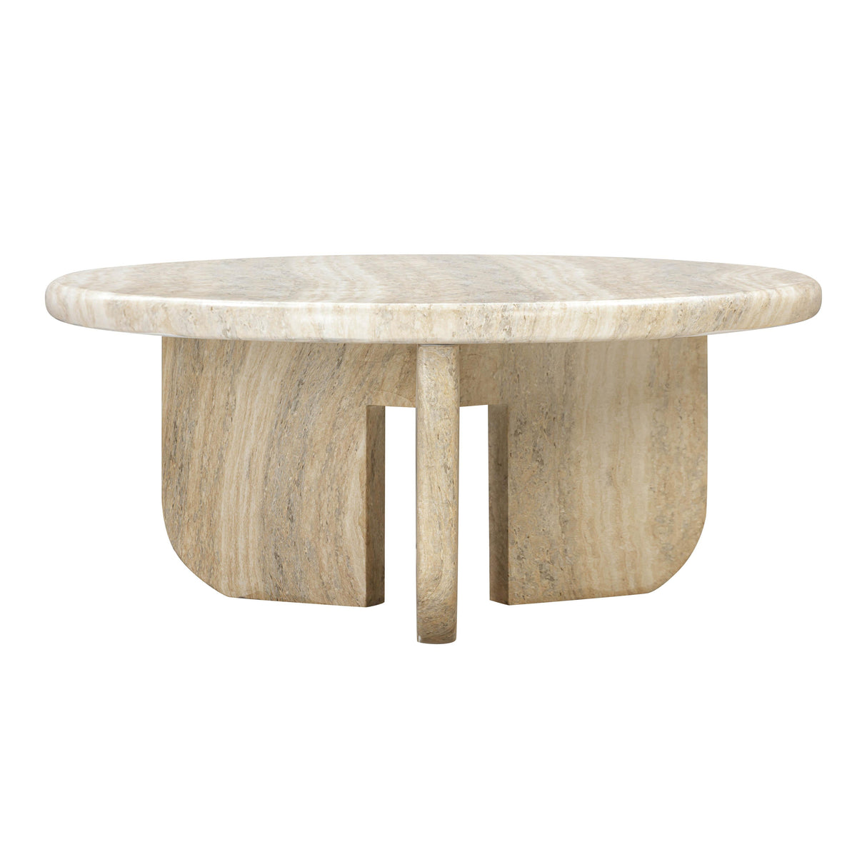 Patrizia Faux Travertine Concrete Indoor / Outdoor Round Coffee Table by TOV Furniture at Eve Furniture