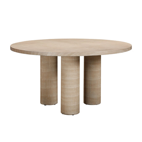 Patti Textured Faux Travertine Indoor / Outdoor 55" Round Dining Table by TOV Furniture at Eve Furniture