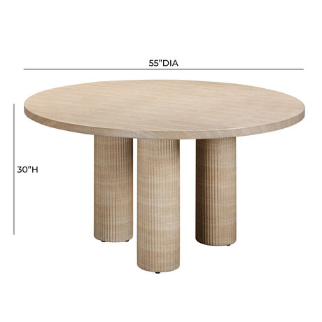 Patti Textured Faux Travertine Indoor / Outdoor 55" Round Dining Table by TOV Furniture at Eve Furniture