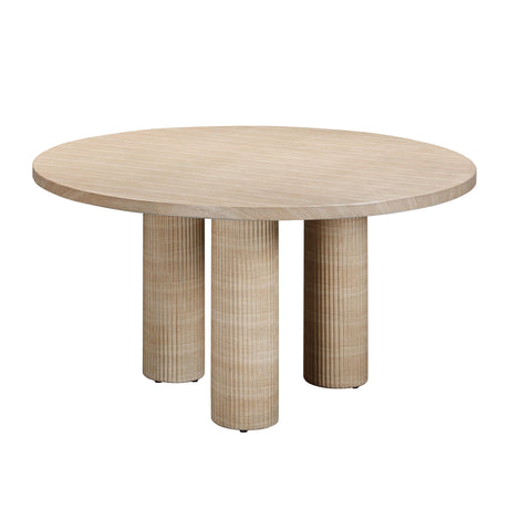 Patti Textured Faux Travertine Indoor / Outdoor 55" Round Dining Table by TOV Furniture at Eve Furniture