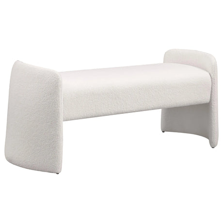 Peoria Velvet Ivory Upholstered Accent Bench by Coaster at Eve Furniture