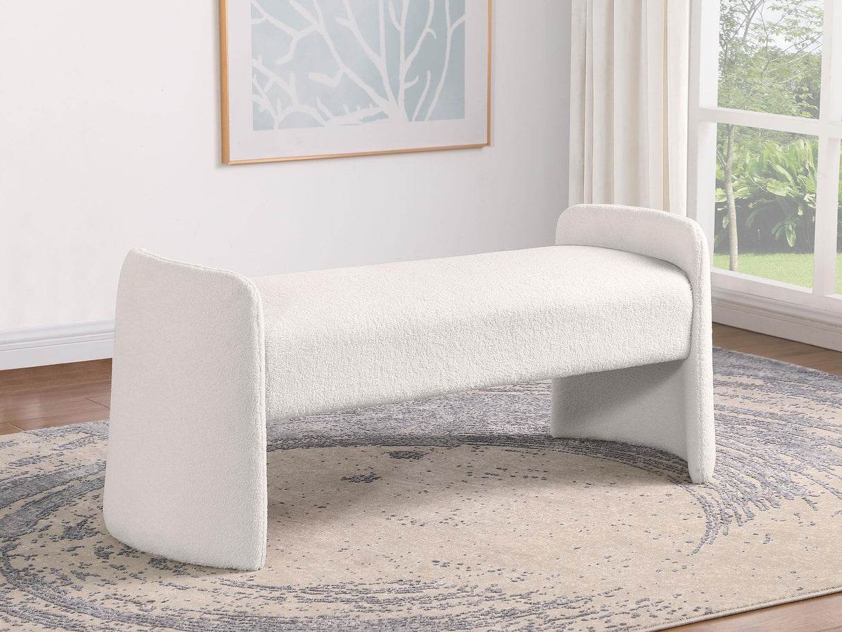 Peoria Velvet Ivory Upholstered Accent Bench by Coaster at Eve Furniture