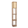 Pinnacle Shelf Floor Lamp For Bedroom/Living Room, Natural Wood with Long Shade by Ashcroft Imports at Eve Furniture