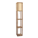 Pinnacle Shelf Floor Lamp For Bedroom/Living Room, Natural Wood with Long Shade by Ashcroft Imports at Eve Furniture