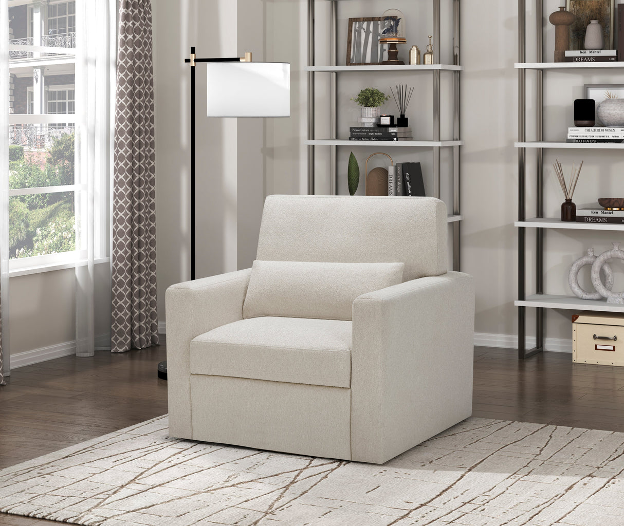 Pompano Beige Boucle Swivel Chair by Homelegance at Eve Furniture