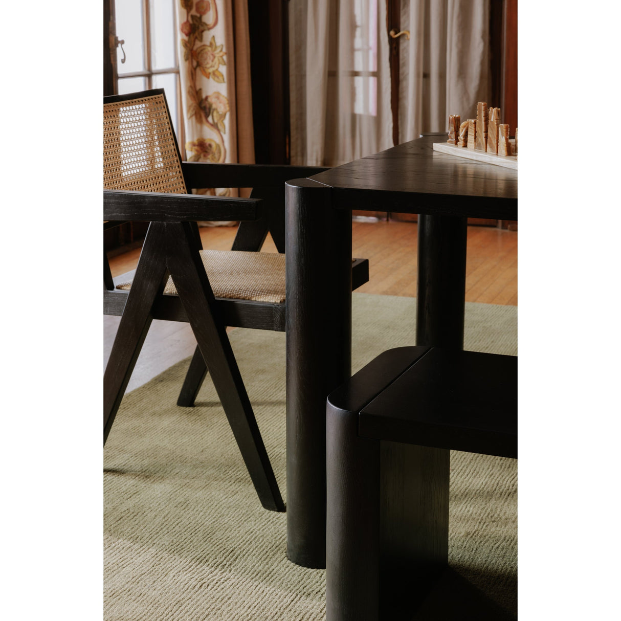 Post Black Small Dining Bench by Moe's Home at Eve Furniture