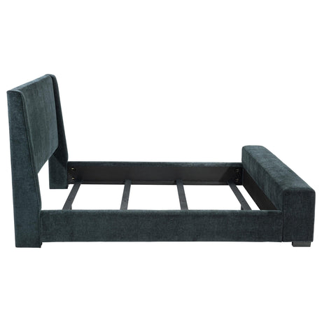 Preston Upholstered California King Audio Fireplace Bed Blue by Coaster at Eve Furniture