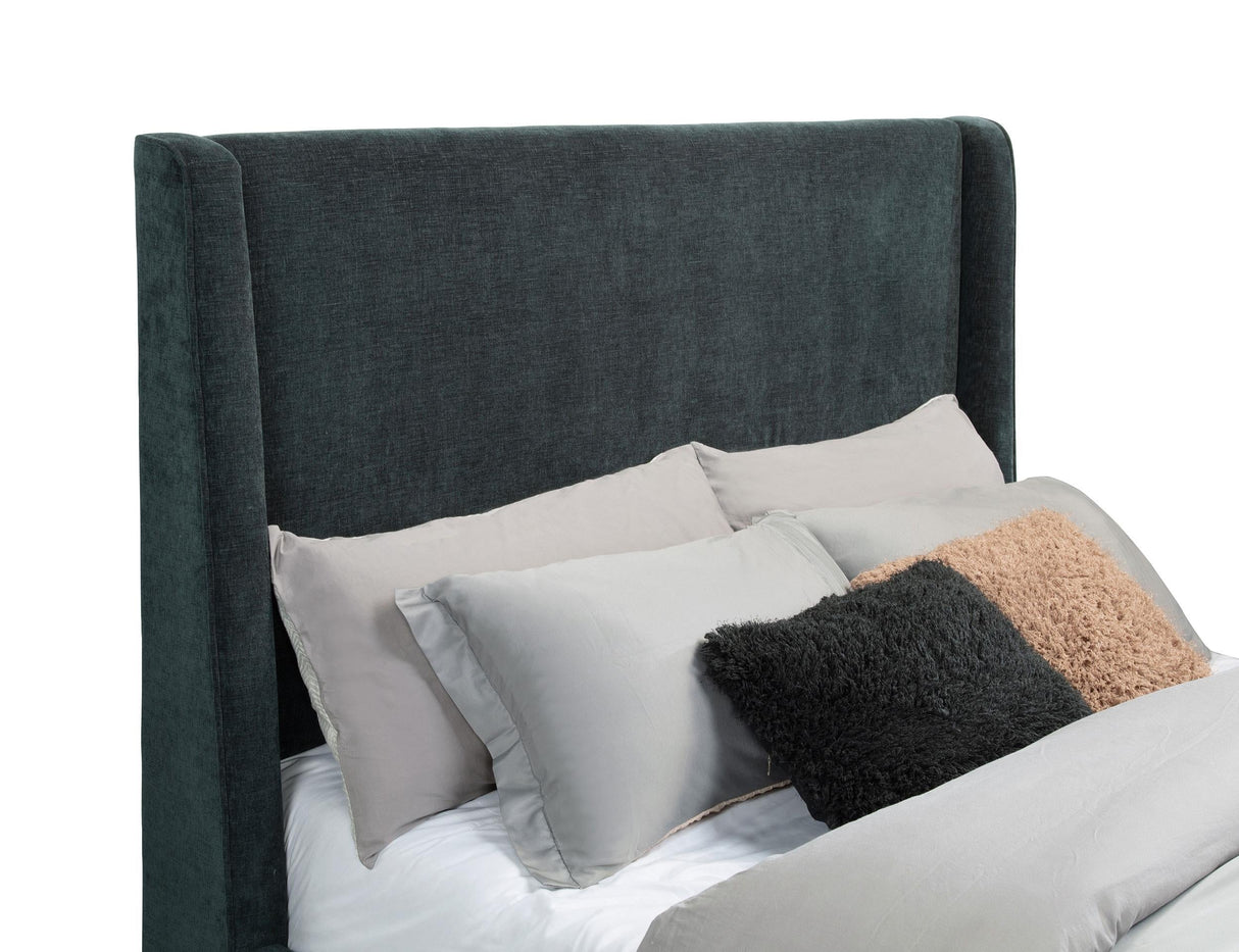 Preston Upholstered California King Audio Fireplace Bed Blue by Coaster at Eve Furniture