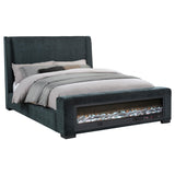 Preston Blue Upholstered Eastern King Audio Fireplace Bed by Coaster at Eve Furniture