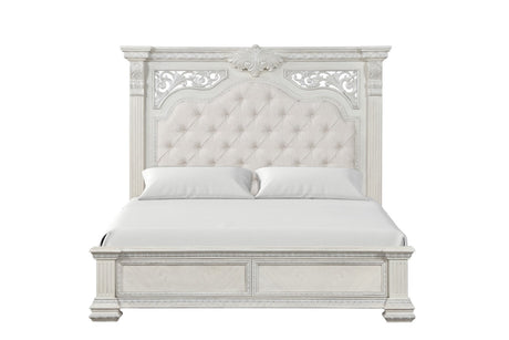 Promenade Wire Brushed White King Bed by Furniture of America at Eve Furniture