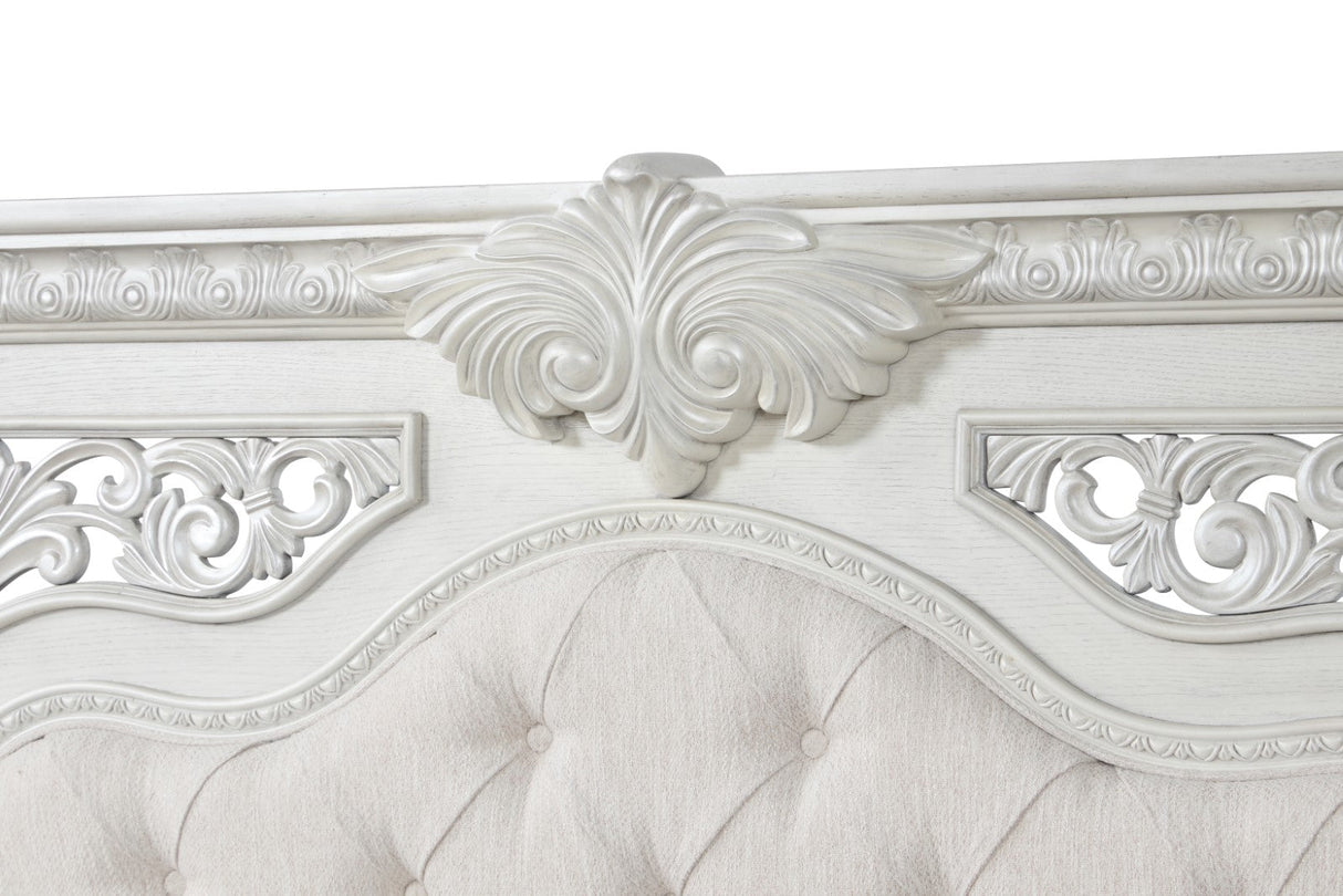 Promenade Wire Brushed White King Bed by Furniture of America at Eve Furniture