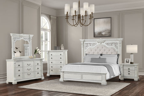 Promenade Wire Brushed White King Bed by Furniture of America at Eve Furniture