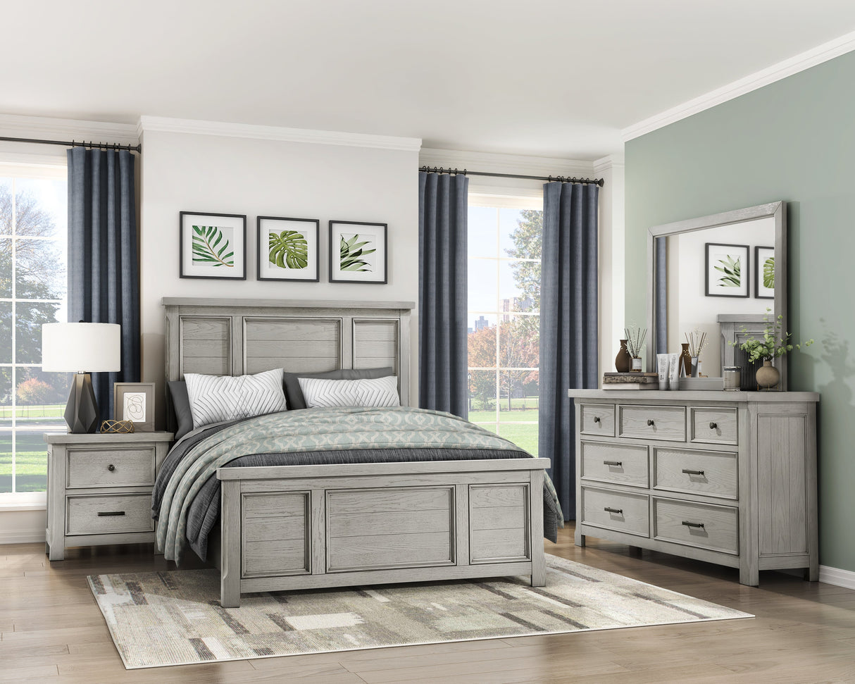 Providence Light Gray King Panel Bed by Homelegance at Eve Furniture