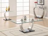 Pruitt Clear and Satin Glass Top End Table by Coaster at Eve Furniture