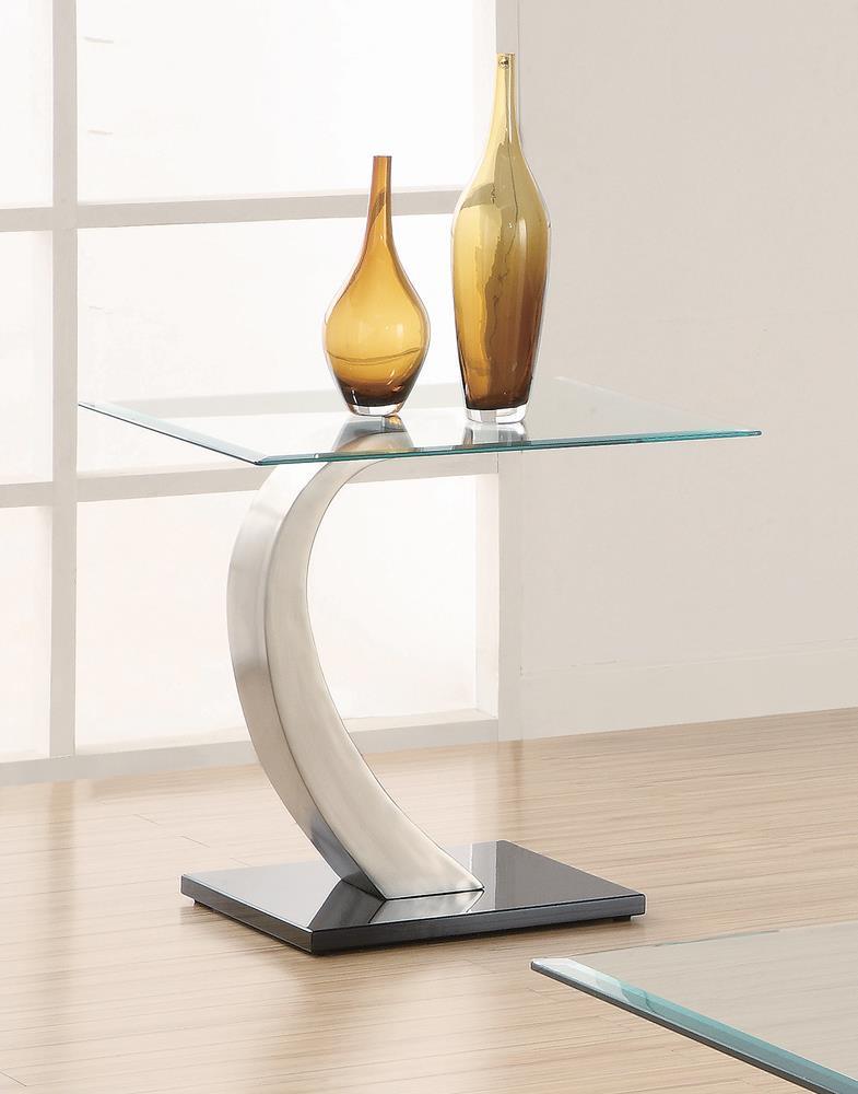 Pruitt Clear and Satin Glass Top End Table by Coaster at Eve Furniture
