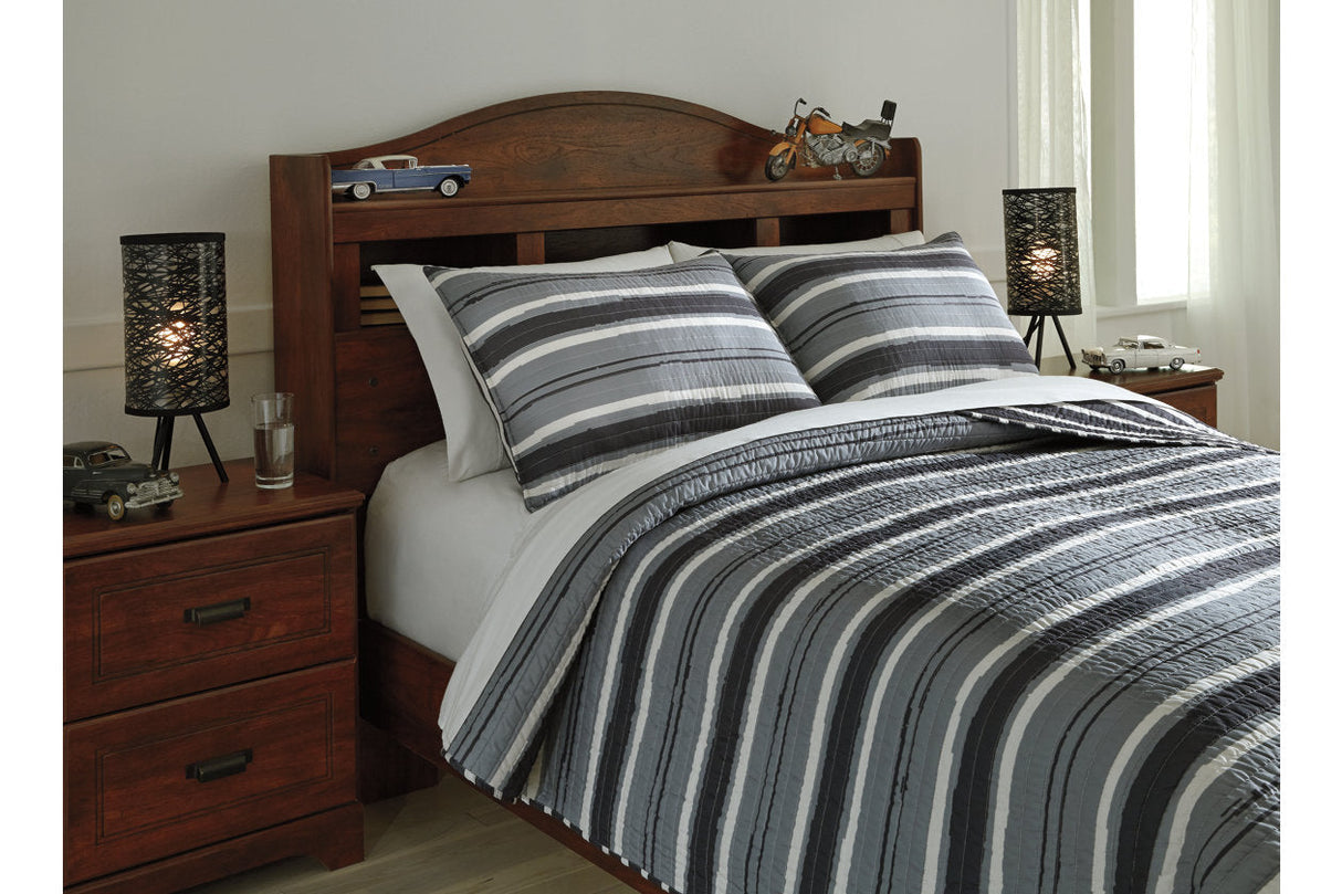 Merlin Gray/Cream 3-Piece Full Coverlet Set