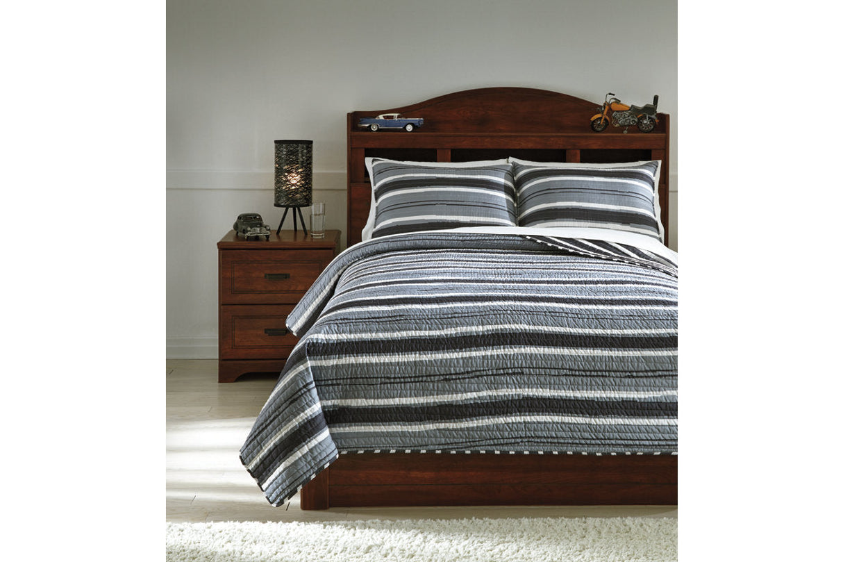 Merlin Gray/Cream 3-Piece Full Coverlet Set