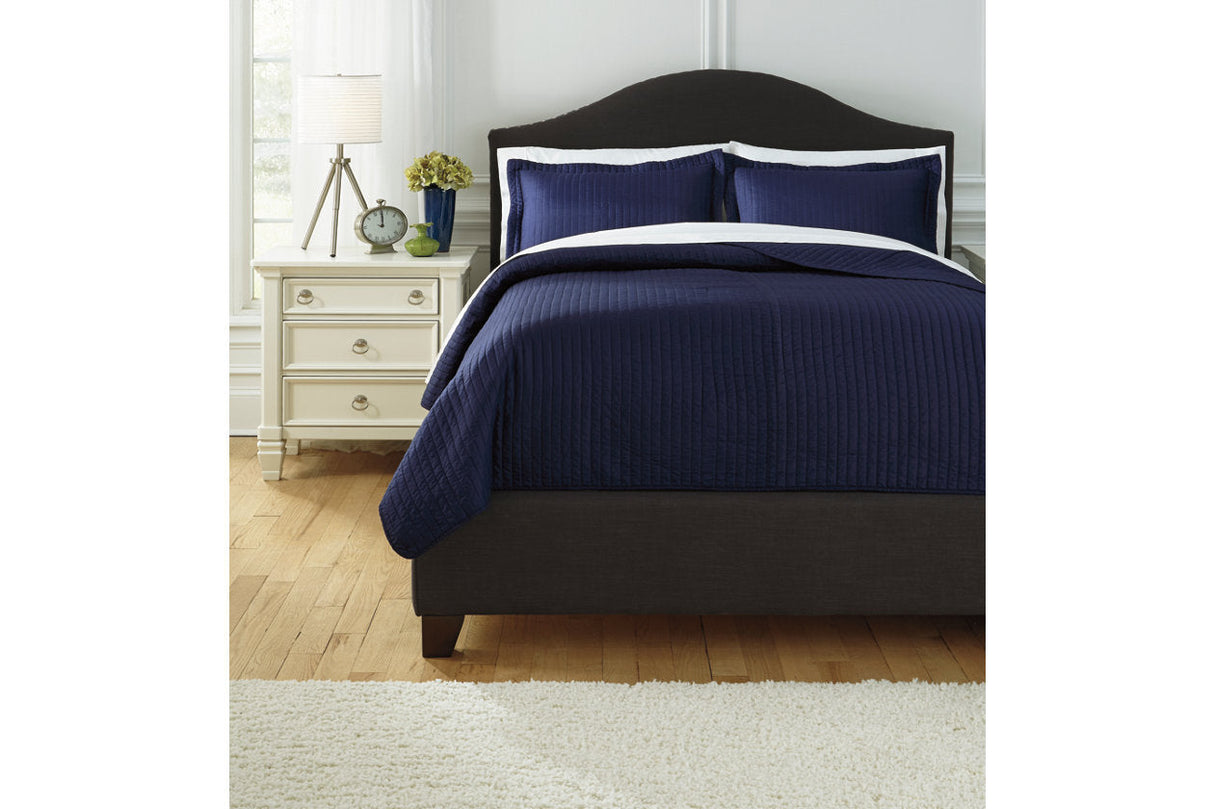 Raleda Navy 3-Piece King Coverlet Set