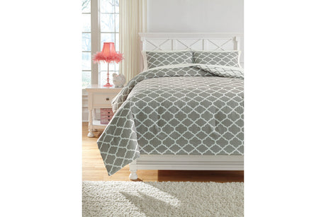 Media Gray/White 3-Piece Full Comforter Set