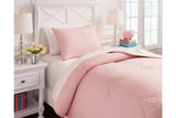 Lexann Pink/White/Gray Twin Comforter Set