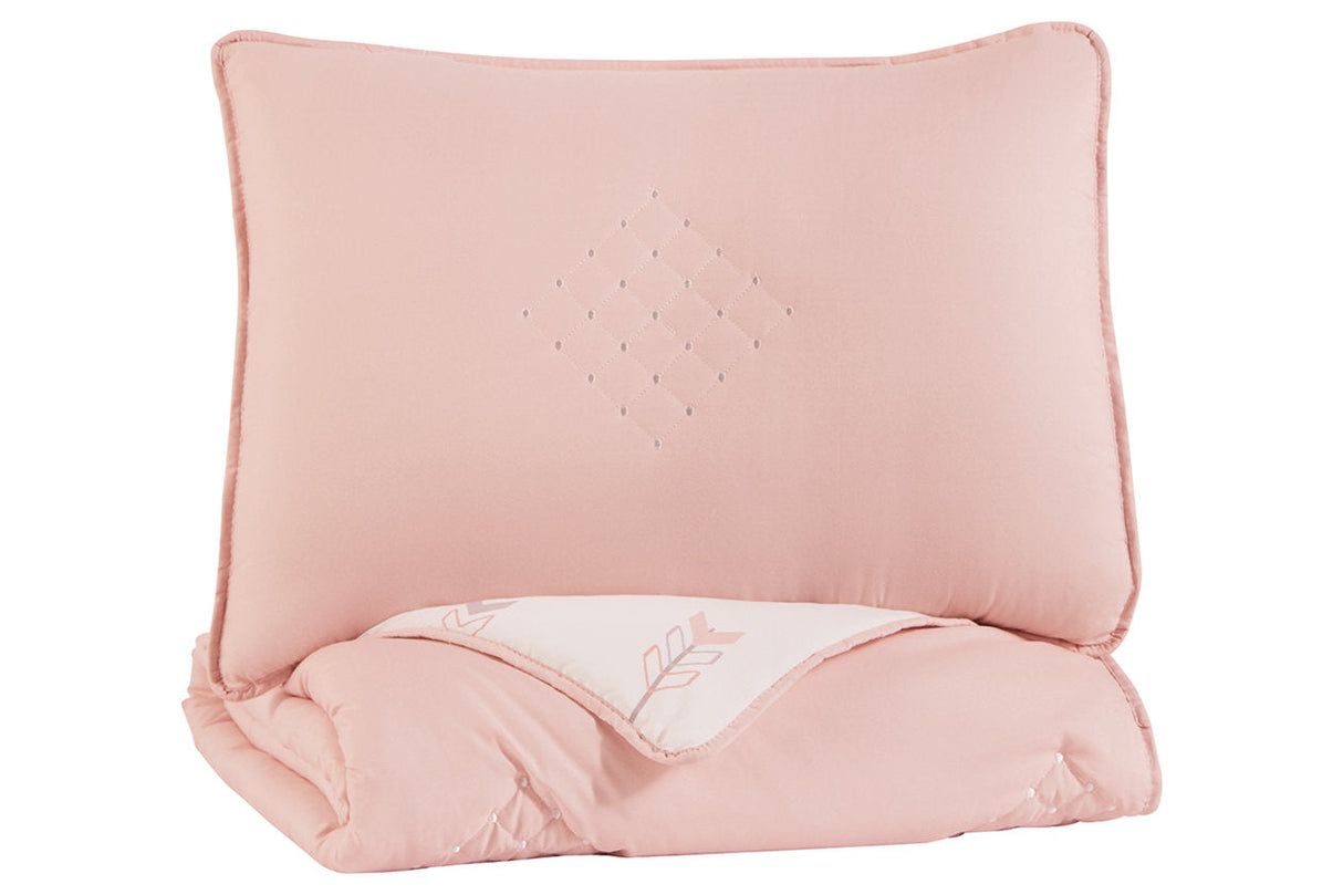 Lexann Pink/White/Gray Twin Comforter Set