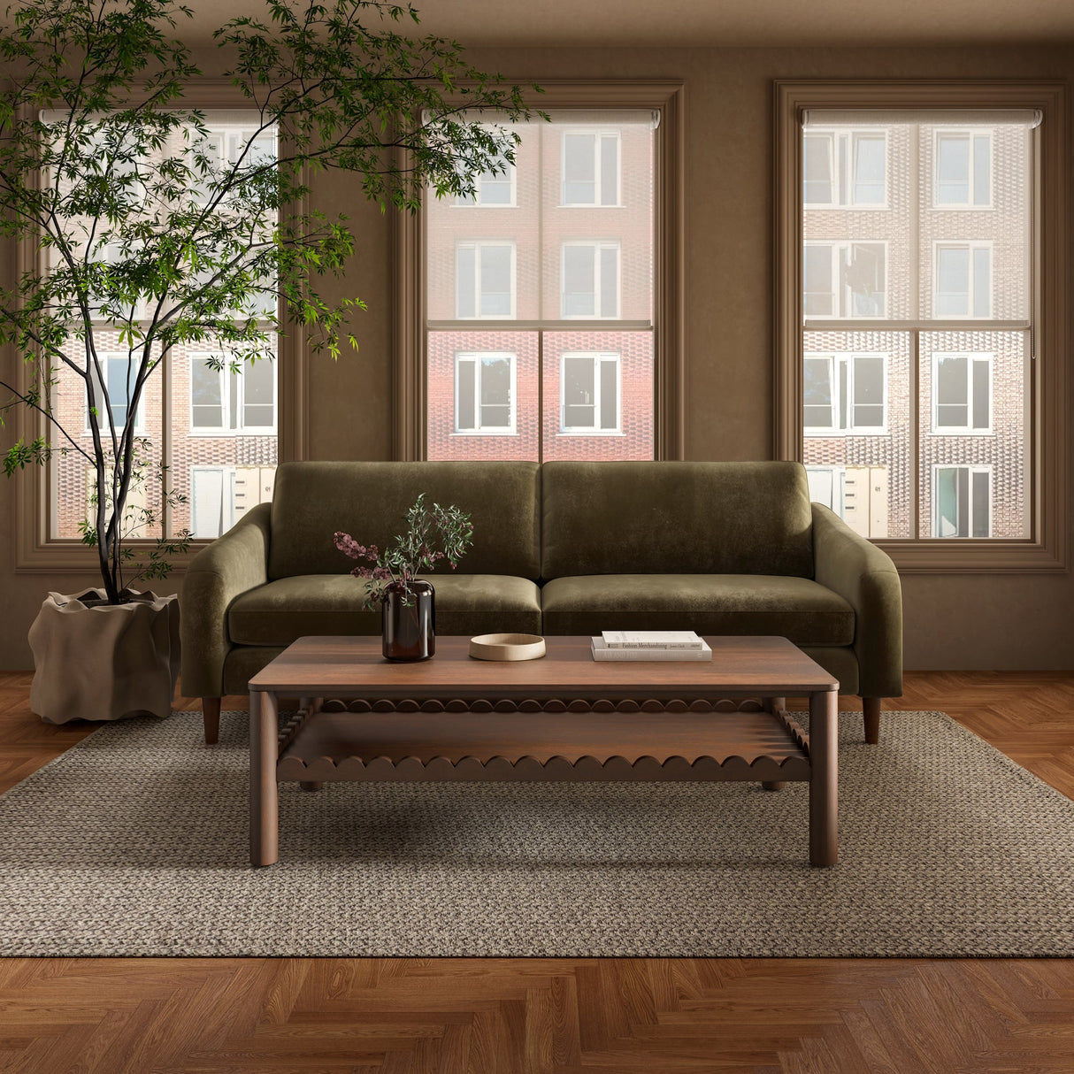 Quinn Cedar Green Sofa by Moe's Home at Eve Furniture