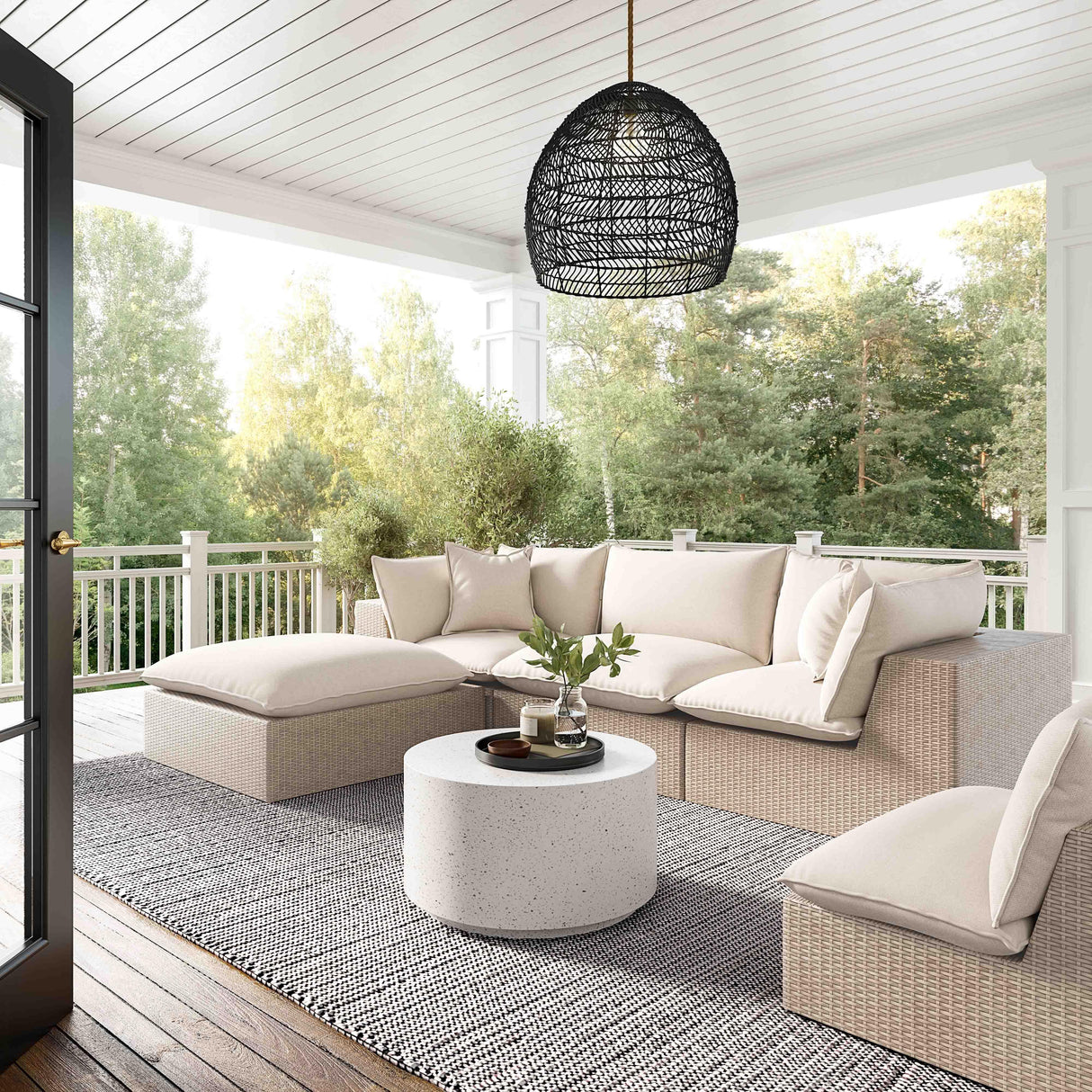Cali 4-Piece Performance Fabric & Wicker Outdoor Sectional by TOV Furniture at Eve Furniture