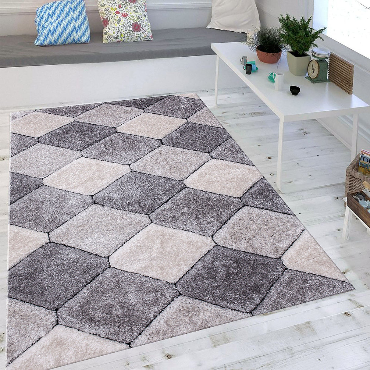 Hepsiba Diamond Taupe Area Rug