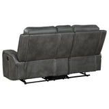 Raelynn Grey 2-Piece Upholstered Motion Reclining Sofa Set by Coaster at Eve Furniture