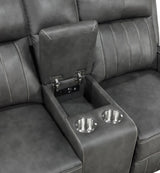 Raelynn Grey 2-Piece Upholstered Motion Reclining Sofa Set by Coaster at Eve Furniture