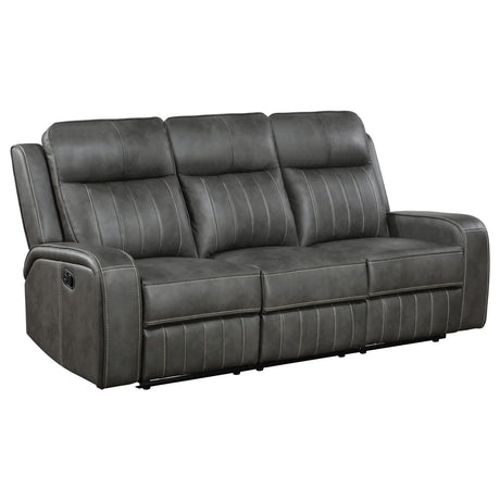 Raelynn Grey 2-Piece Upholstered Motion Reclining Sofa Set by Coaster at Eve Furniture