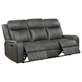 Raelynn Grey 2-Piece Upholstered Motion Reclining Sofa Set by Coaster at Eve Furniture