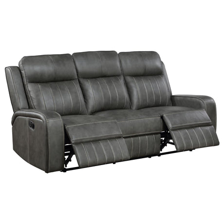 Raelynn Grey 2-Piece Upholstered Motion Reclining Sofa Set by Coaster at Eve Furniture