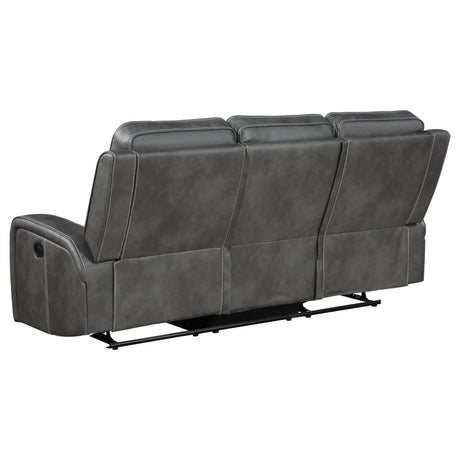 Raelynn Grey 2-Piece Upholstered Motion Reclining Sofa Set by Coaster at Eve Furniture