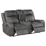 Raelynn Grey 2-Piece Upholstered Motion Reclining Sofa Set by Coaster at Eve Furniture
