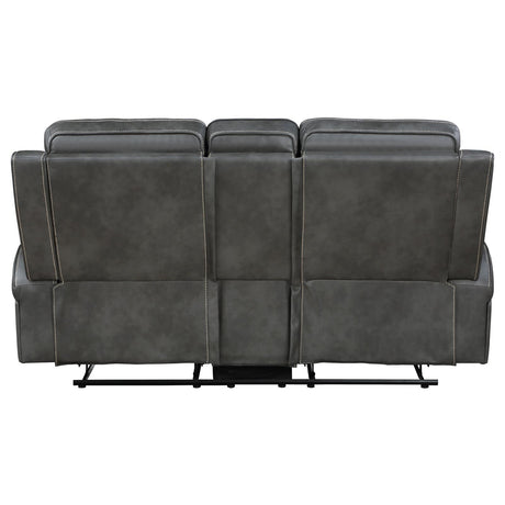 Raelynn Grey Upholstered Motion Reclining Loveseat by Coaster at Eve Furniture