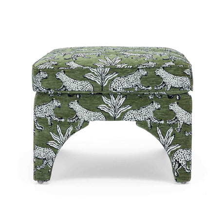 Raji Leopard Jacquard Ottoman by TOV Furniture at Eve Furniture