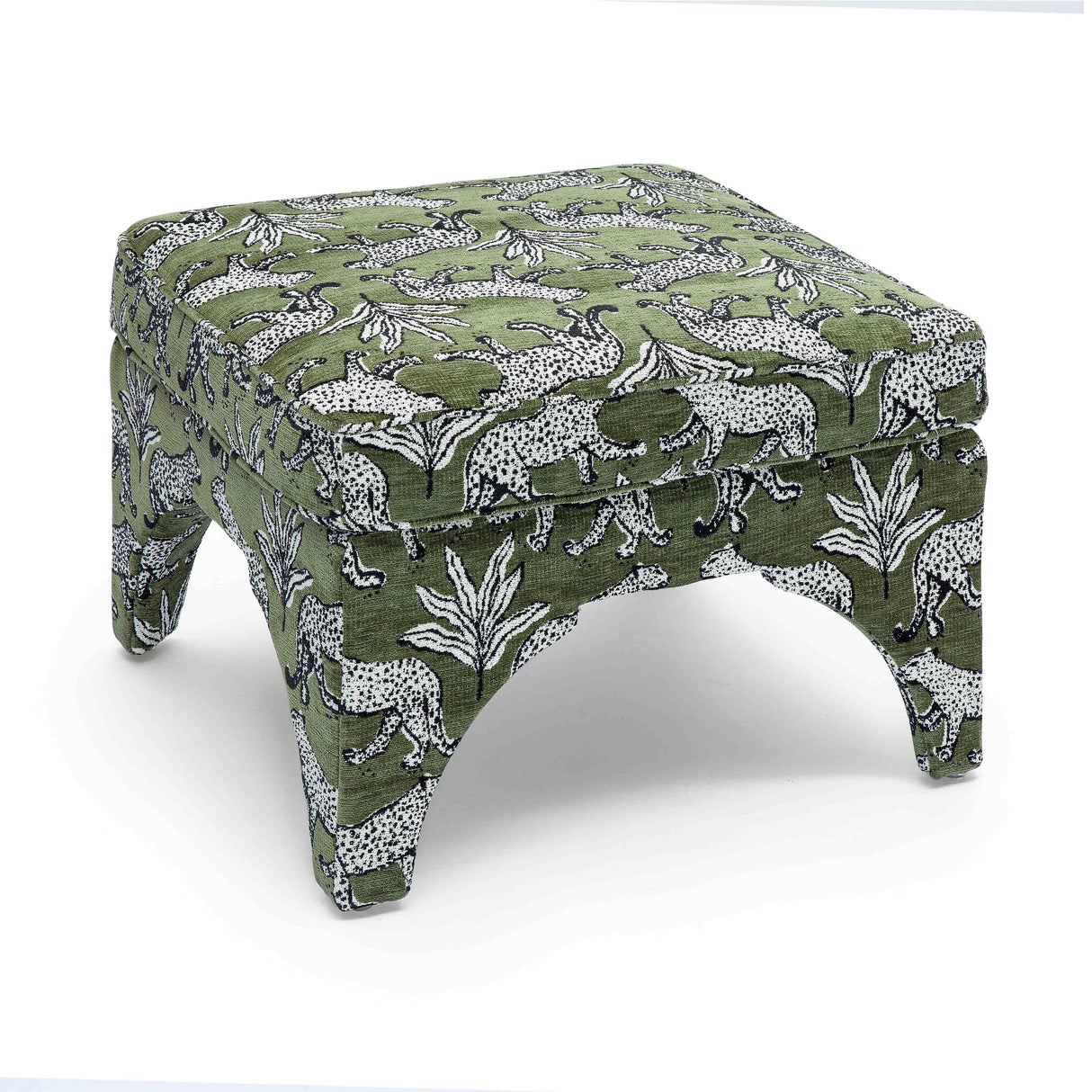 Raji Leopard Jacquard Ottoman by TOV Furniture at Eve Furniture